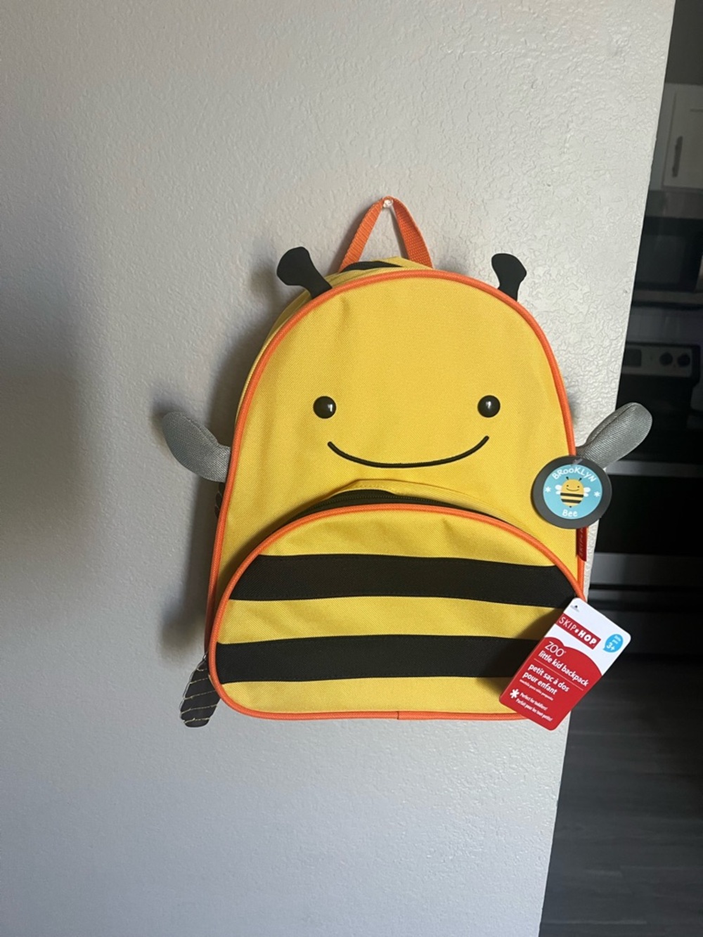 New Skip Hop Brooklyn Yellow and Black Bee Character Backpack